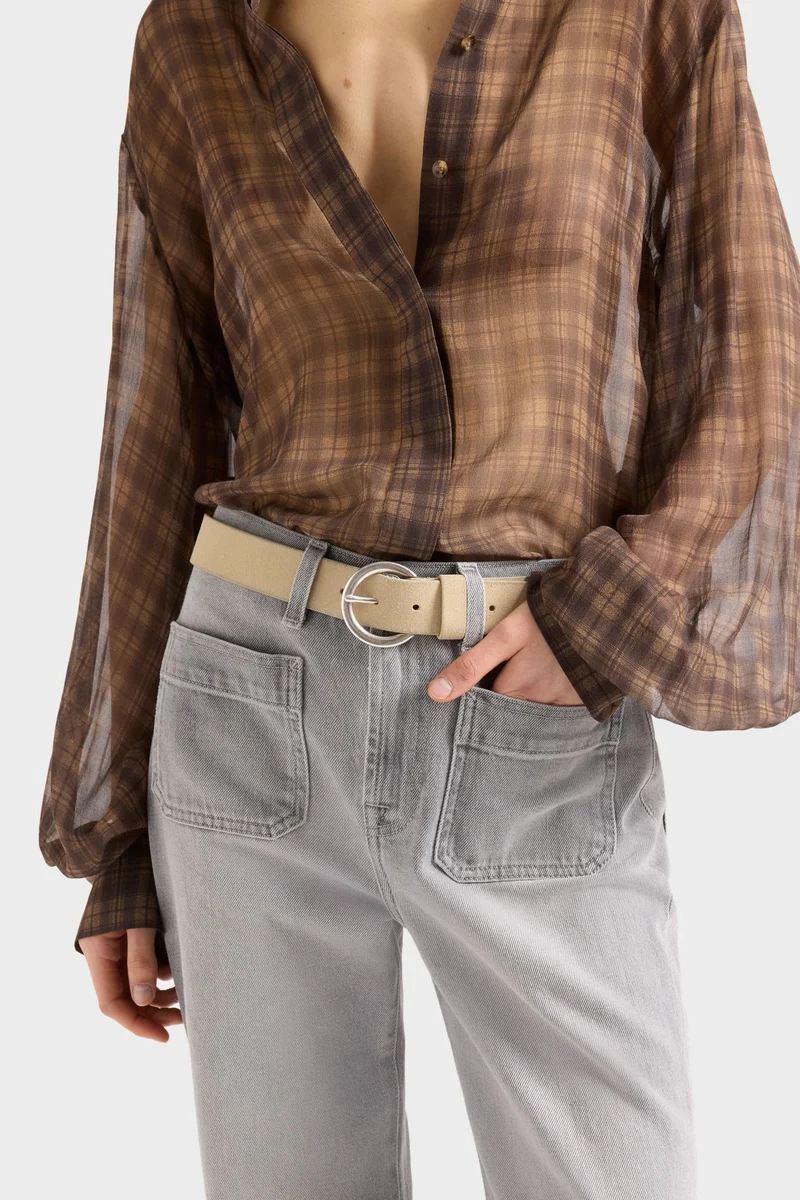 Timeless Italian Suede Belt in Cream