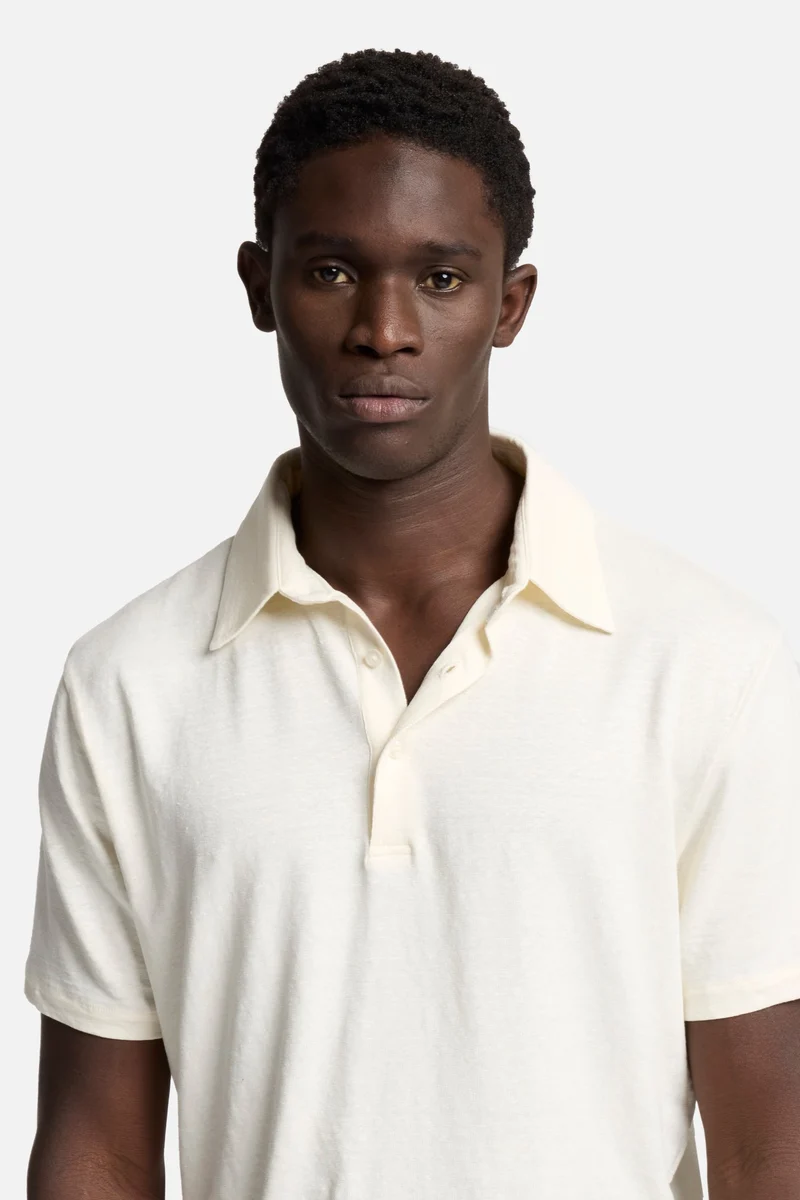 Linen Polo in White