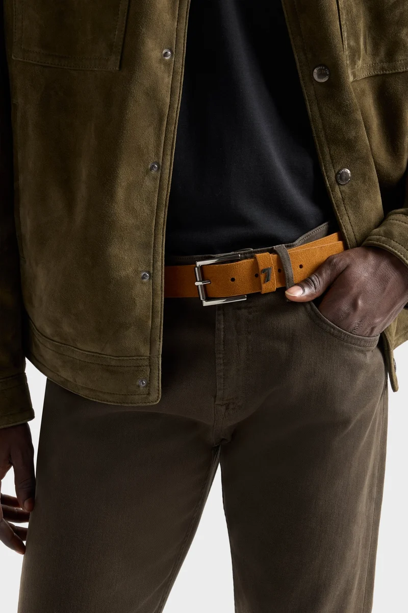 Classic Italian Suede Belt in Tobacco