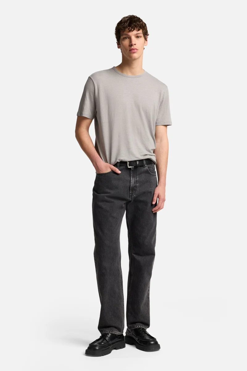 Linen Tee in Steel Grey