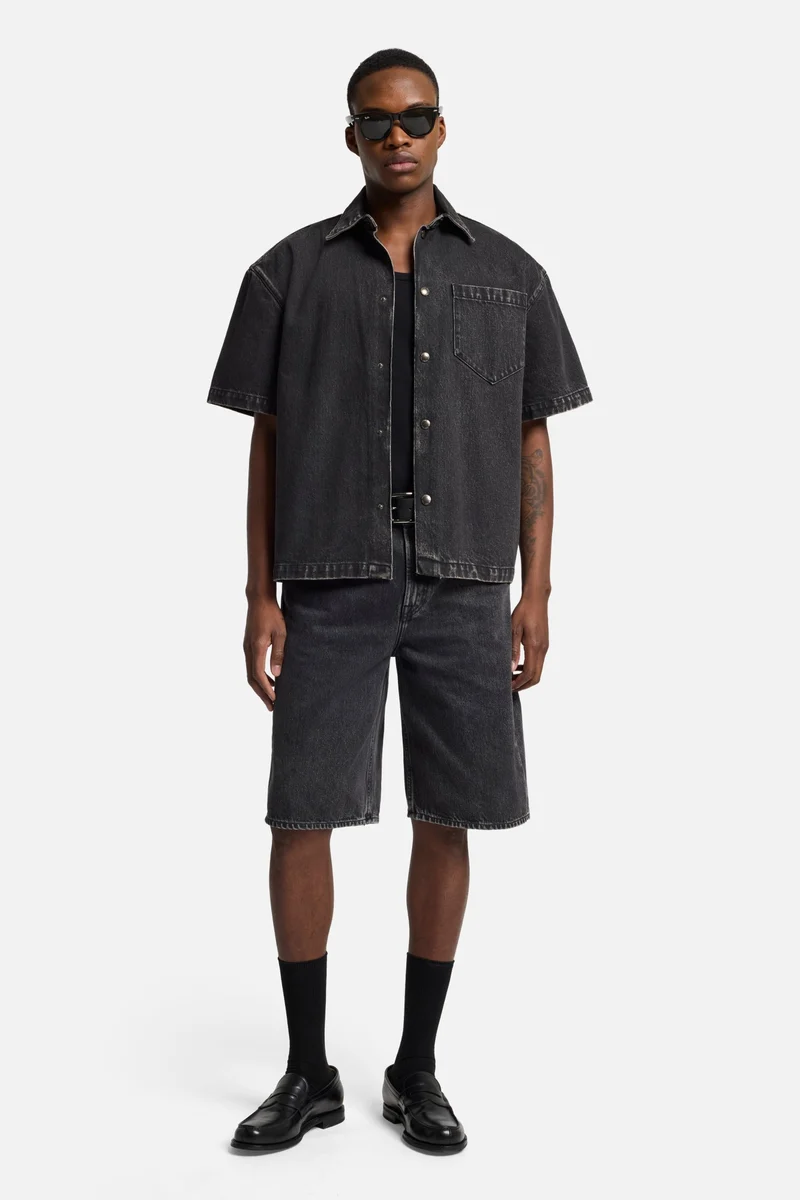 Denim Camp Shirt in Caviar