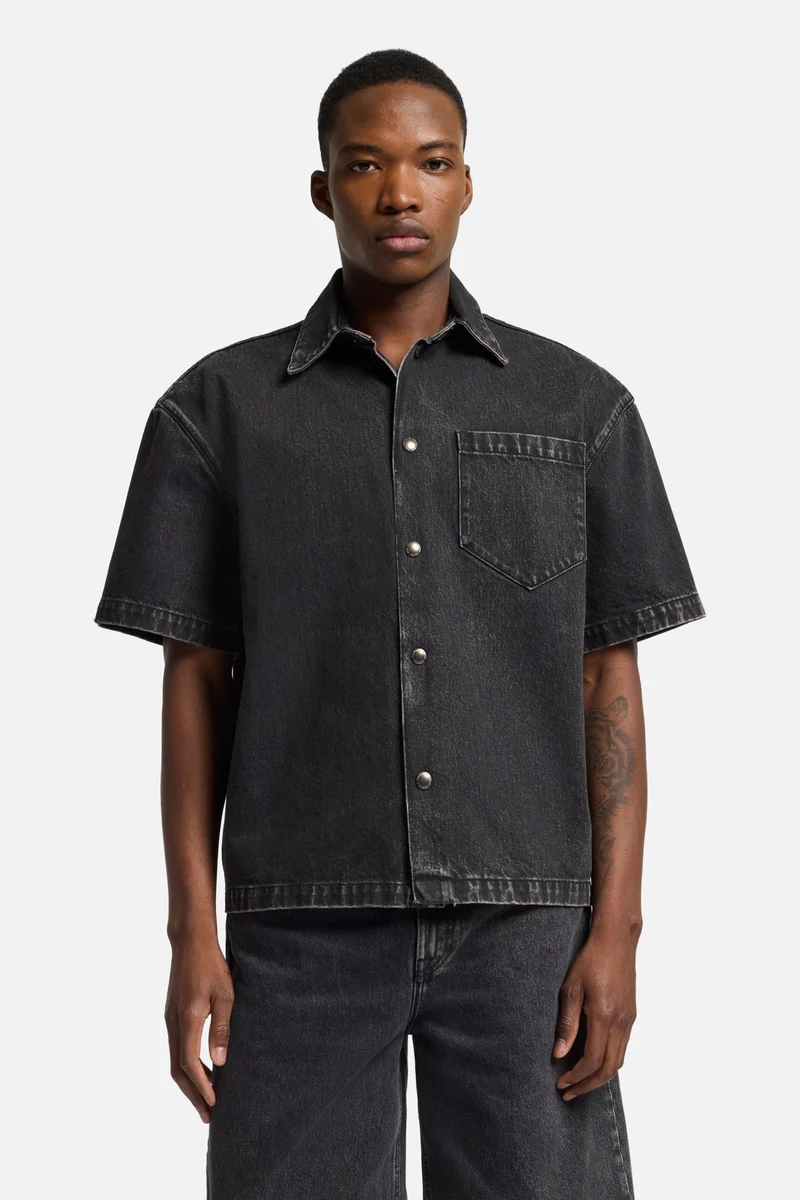 Denim Camp Shirt in Caviar