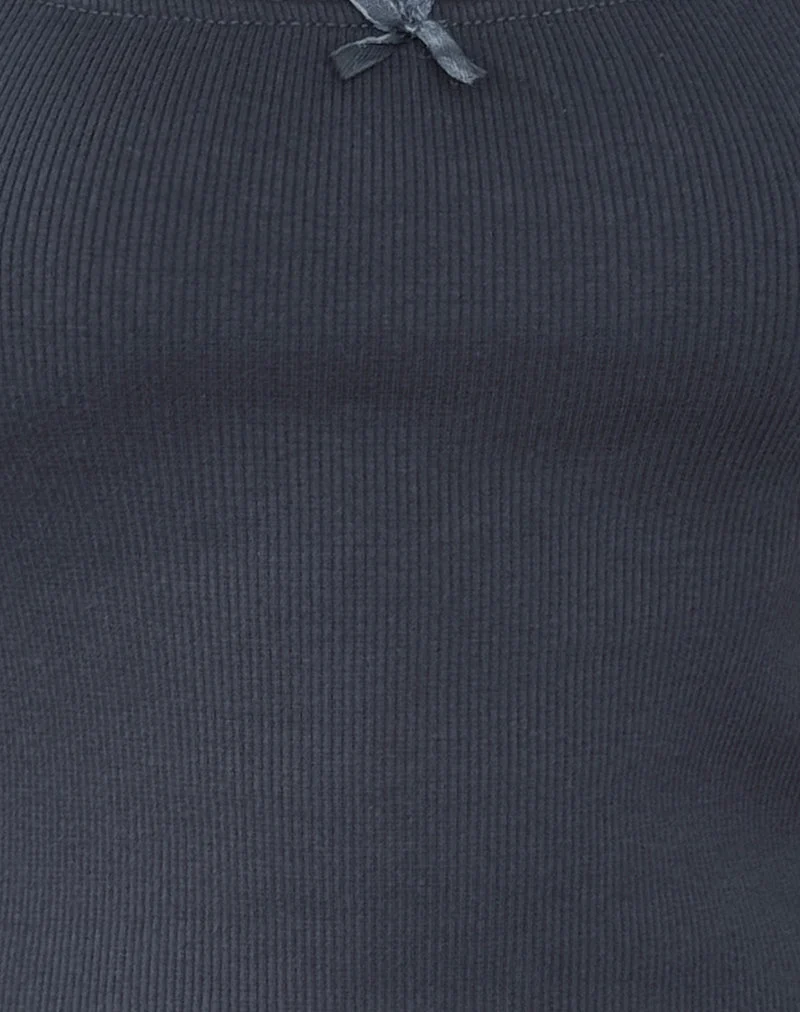 Bovillo Oberteil mit Kapuzenärmeln aus Ocean Storm Ribbed Jersey
