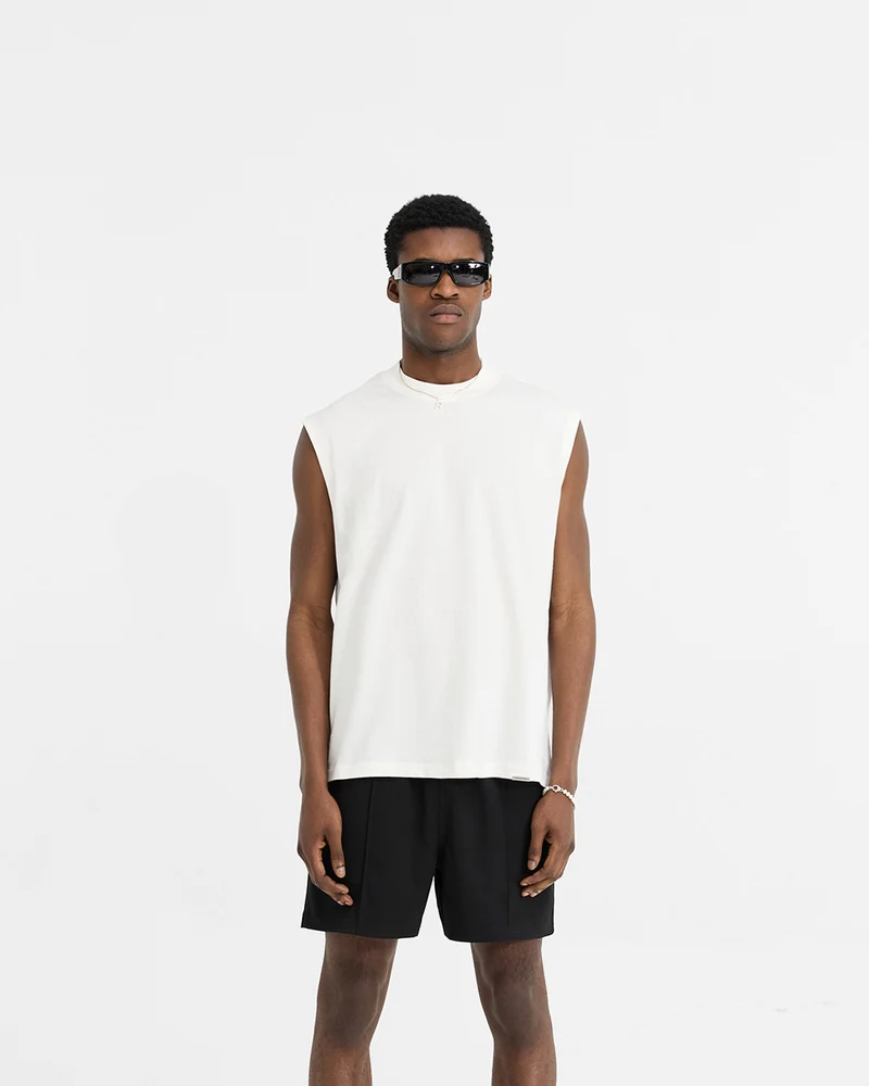 Initial Boxy Tank - Flat White
