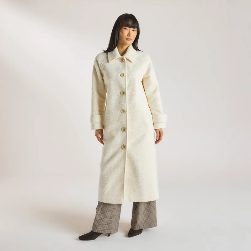 Shearling-Mantel - Crèmefarbe