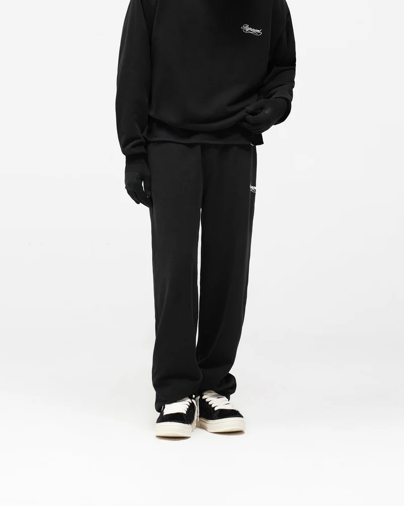 Dual Layer Script Sweatpants - Jet Black