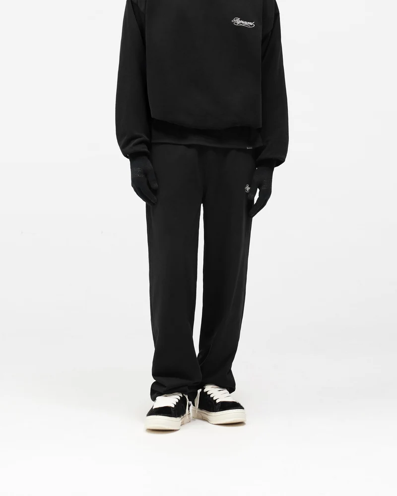 Dual Layer Script Sweatpants - Jet Black