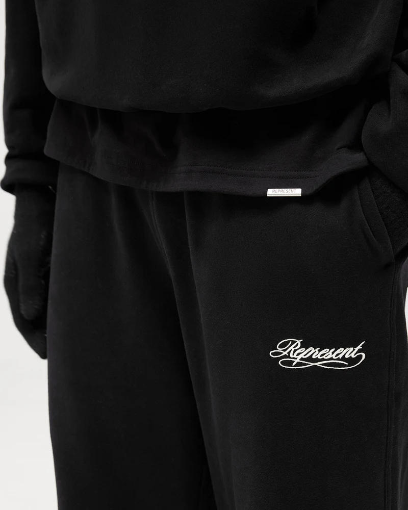 Dual Layer Script Sweatpants - Jet Black