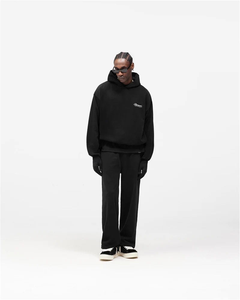 Dual Layer Script Sweatpants - Jet Black