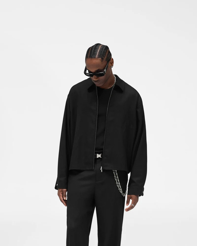 Zip Up Wool Overshirt - Jet Black