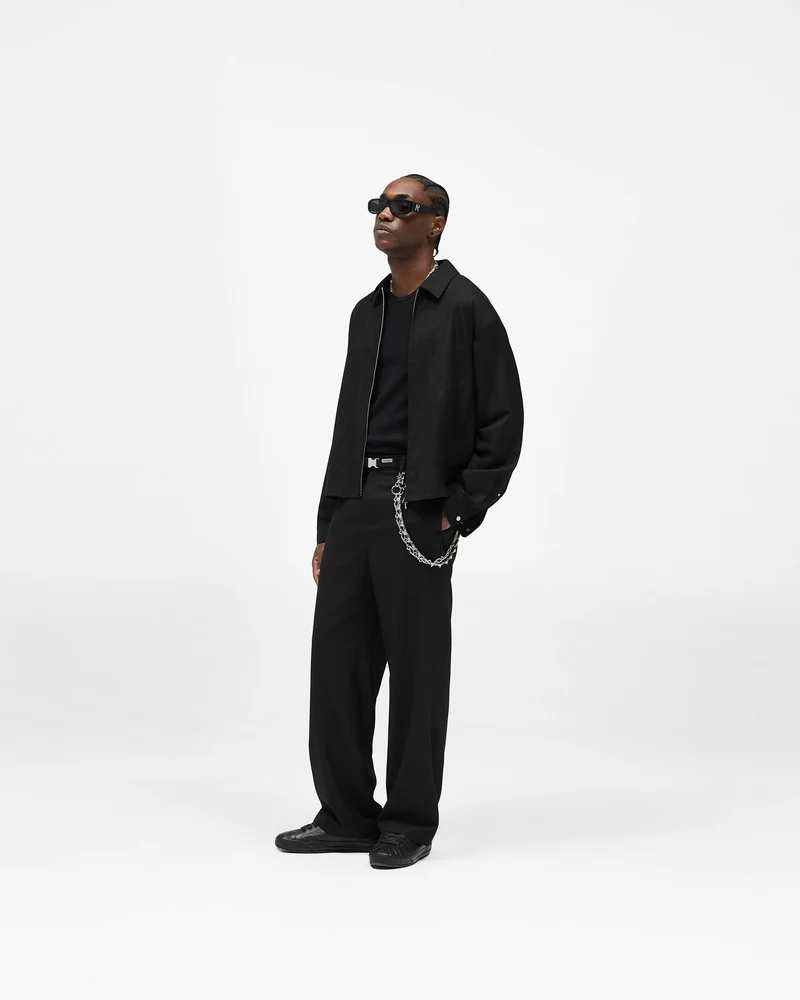 Zip Up Wool Overshirt - Jet Black