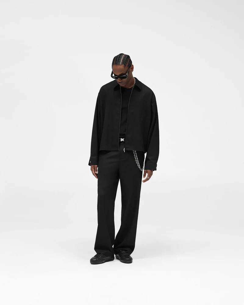 Zip Up Wool Overshirt - Jet Black