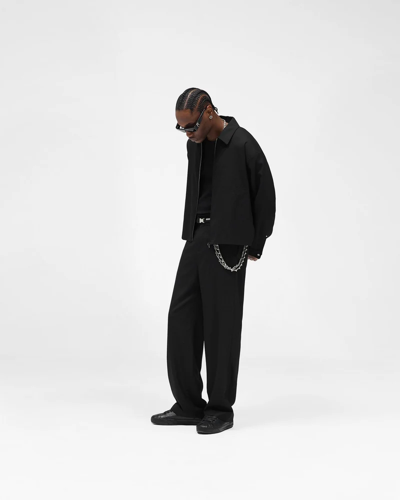Zip Up Wool Overshirt - Jet Black