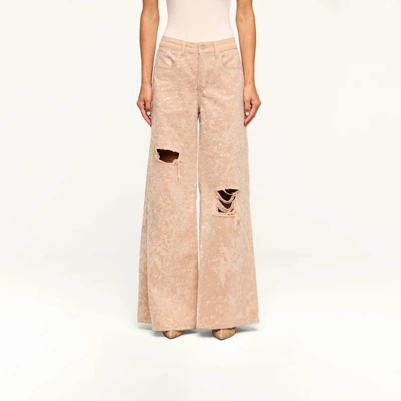 Quincy Embellished Wide-Leg Jean