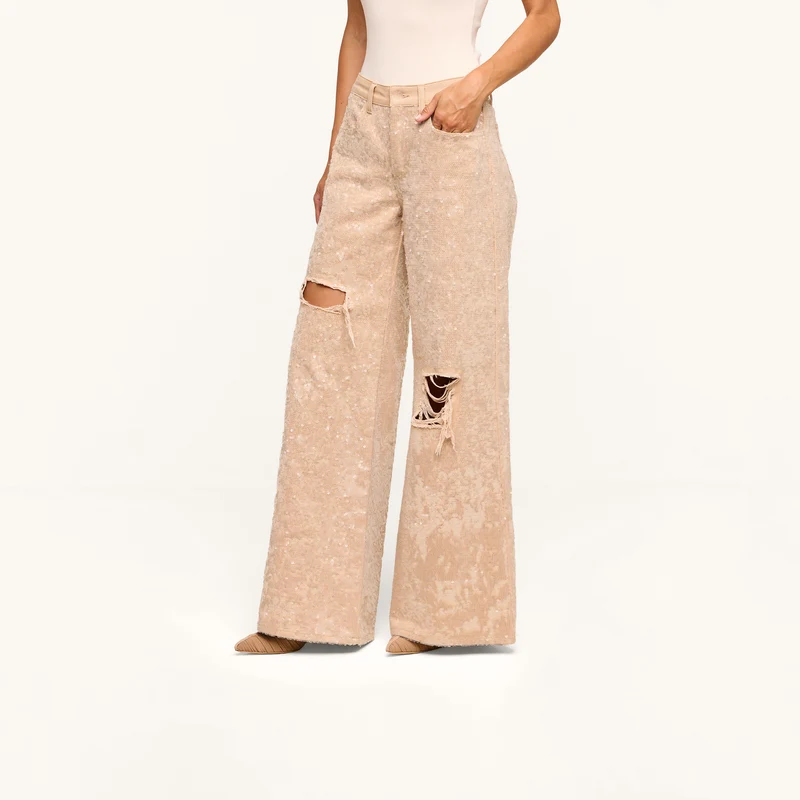 Quincy Embellished Wide-Leg Jean