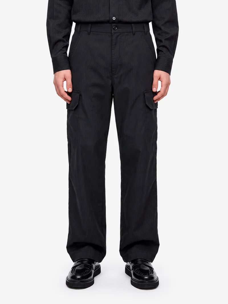 Pantaloni Heringbone Cargo neri