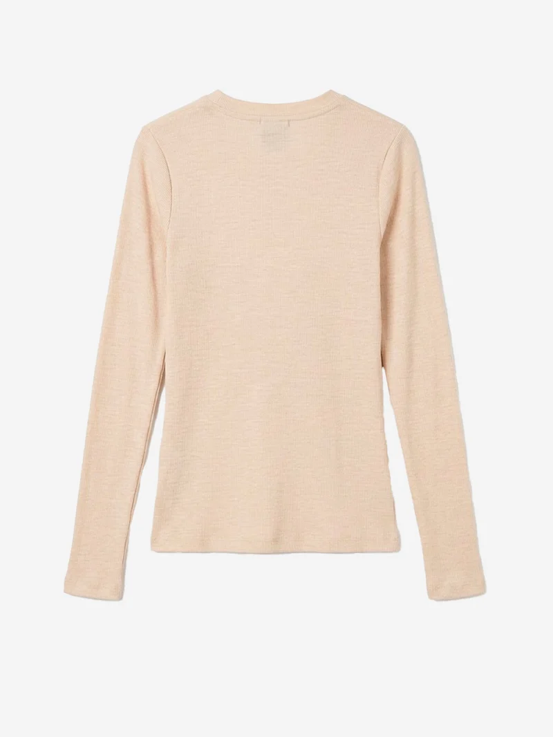 Maglia Henley a Coste in Misto Lana