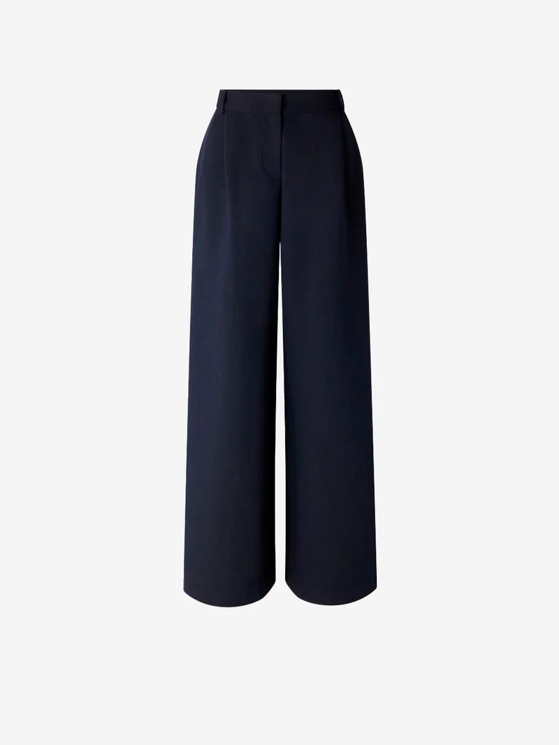 Pantaloni pleated 'Provenco' a vita alta blu