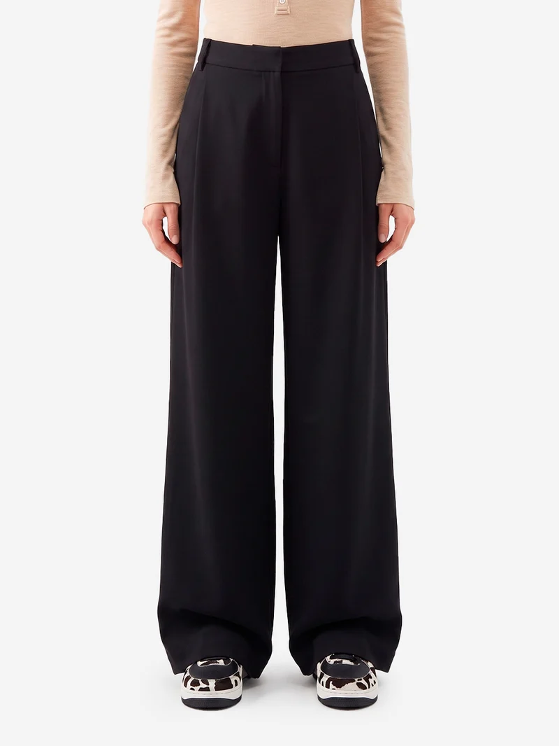 Pantaloni pleated 'Provenco' a vita alta neri