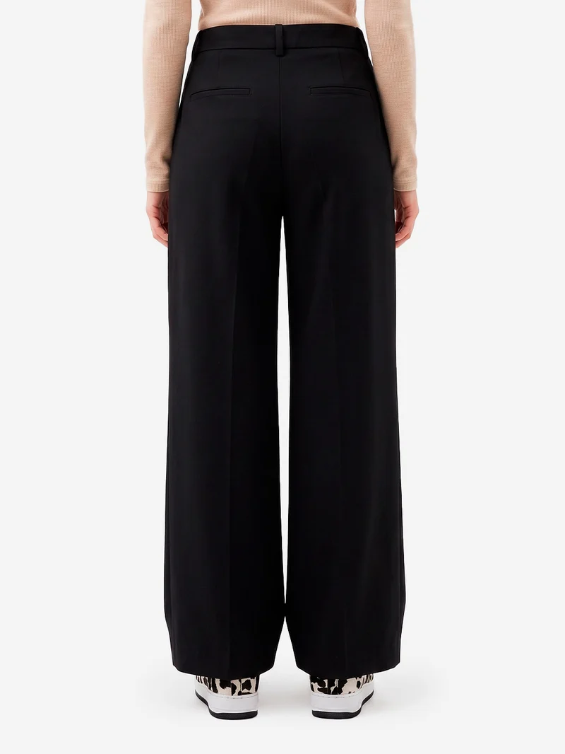 Pantaloni pleated 'Provenco' a vita alta neri