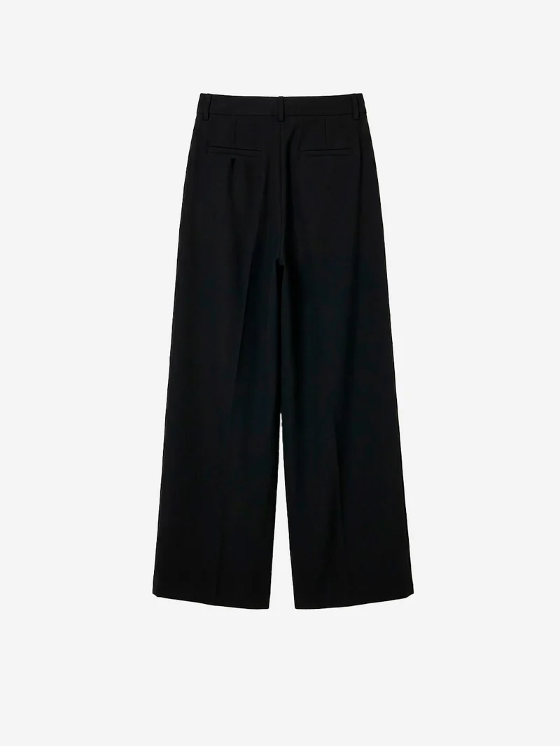 Pantaloni pleated 'Provenco' a vita alta neri