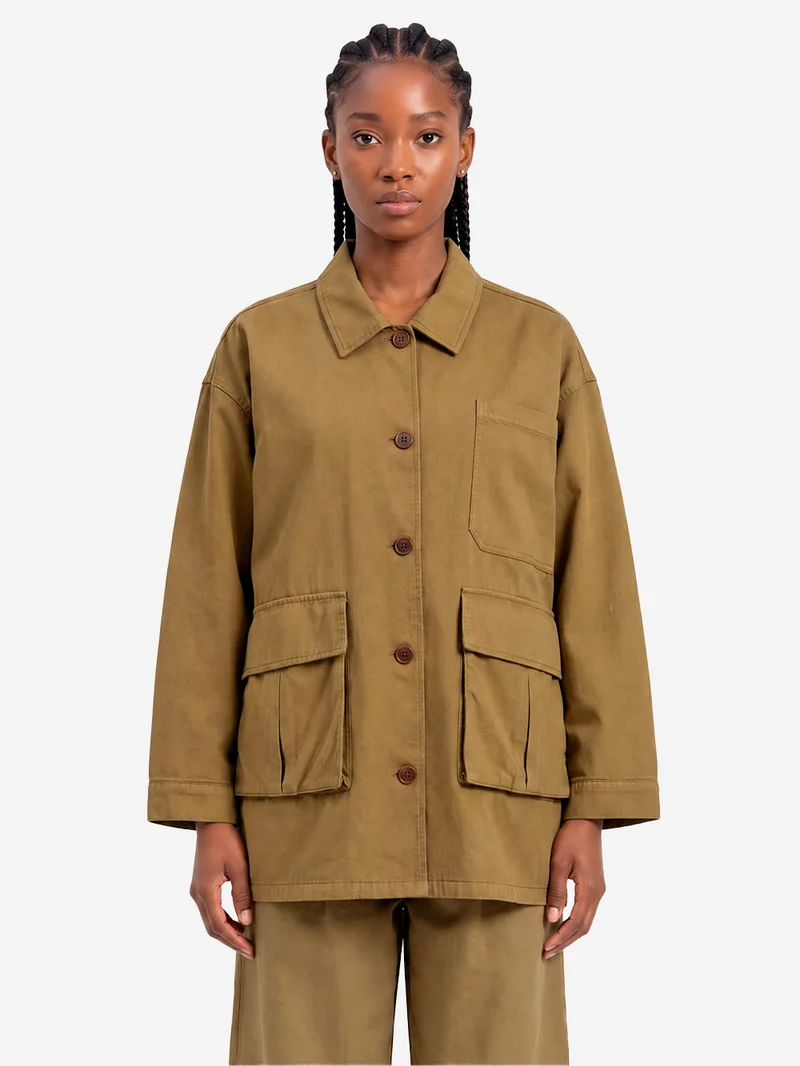 Giacca in misto twill di lino con tasche