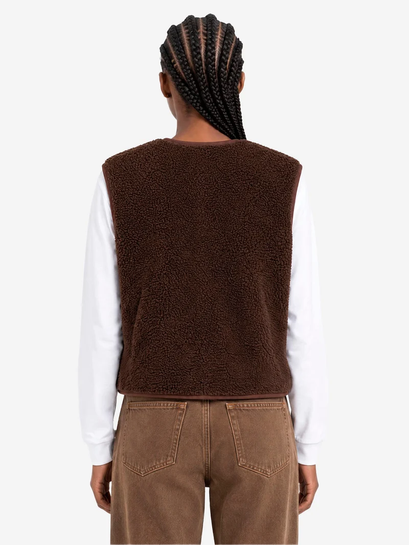 Gilet ampio marrone in pile