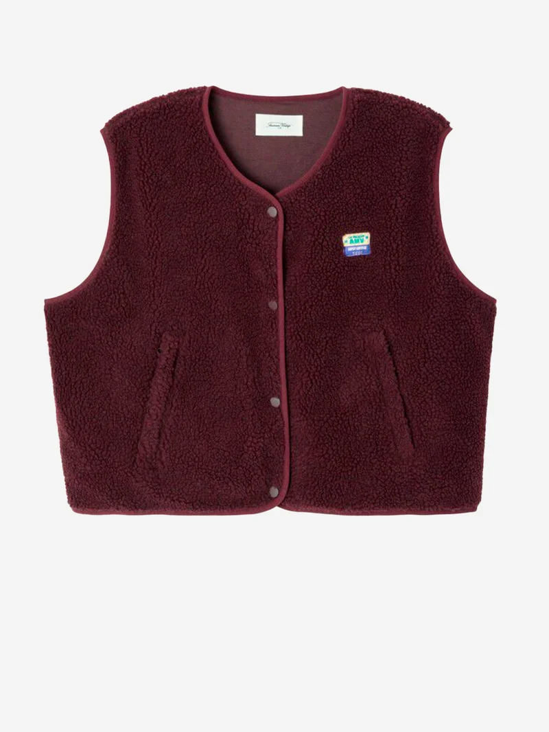 Gilet ampio bordeaux in pile