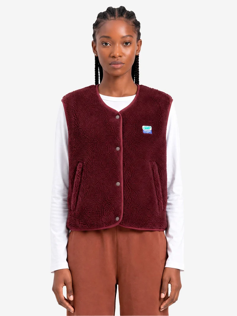 Gilet ampio bordeaux in pile