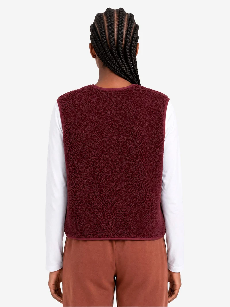 Gilet ampio bordeaux in pile