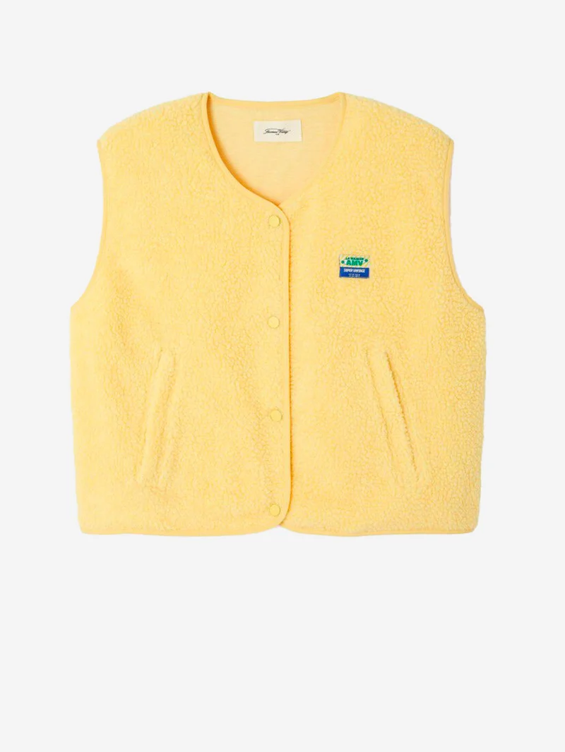 Gilet ampio giallo in pile