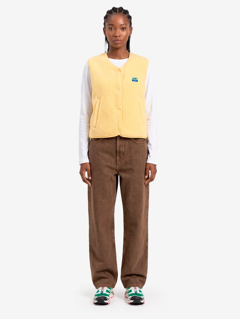 Gilet ampio giallo in pile