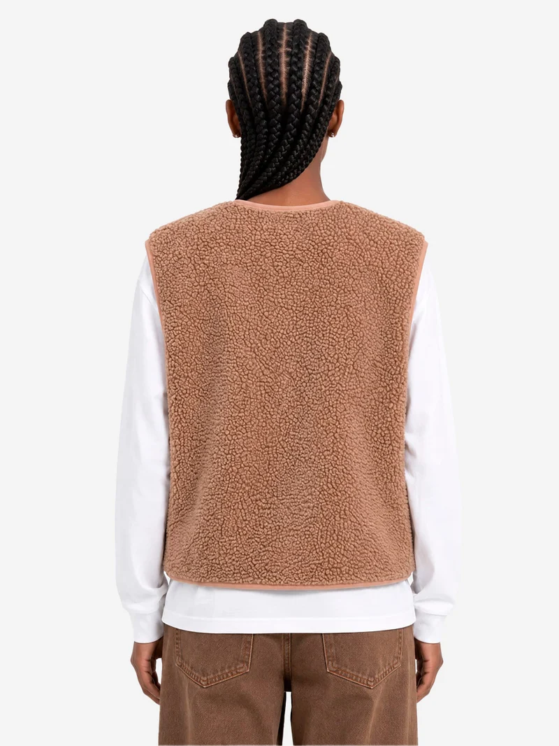 Gilet ampio marrone noce in pile