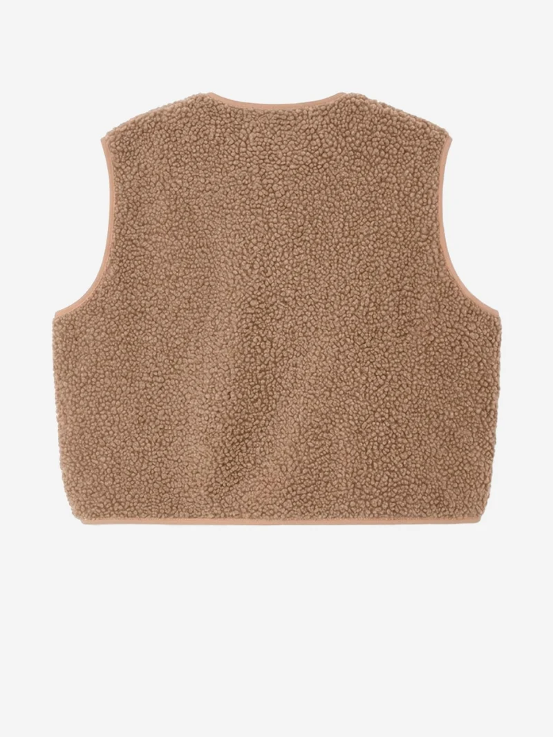Gilet ampio marrone noce in pile
