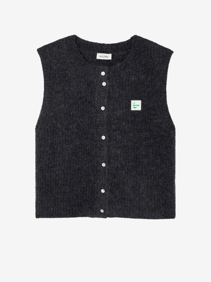 Gilet antracite in misto alpaca