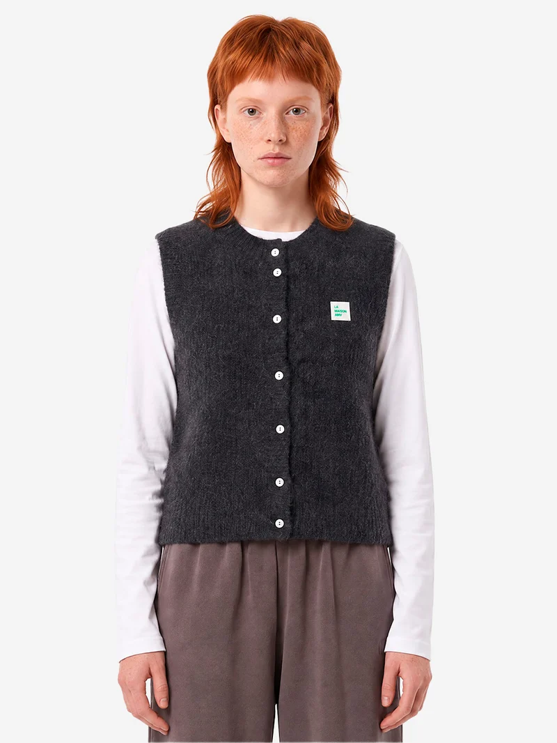 Gilet antracite in misto alpaca