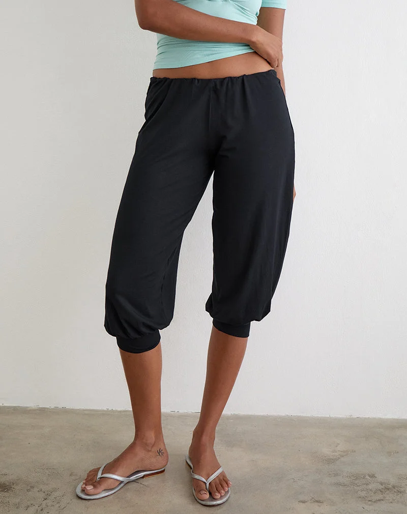 Kurty Capri-Hose aus Rayon-Jersey, schwarz