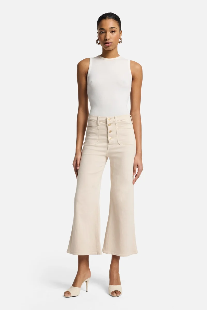 Luxe Vintage Ultra High Rise Cropped Jo in Creme