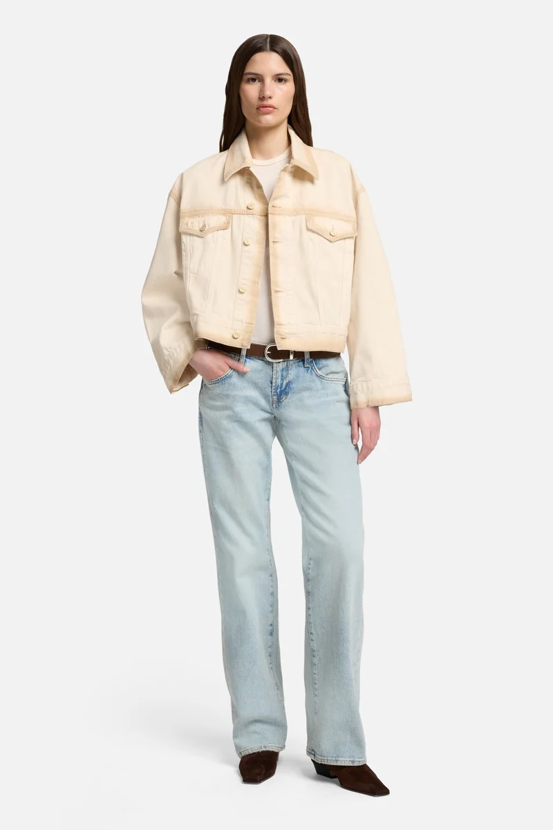 MANKIND Oli Cropped Trucker Jacket in Sand Beach