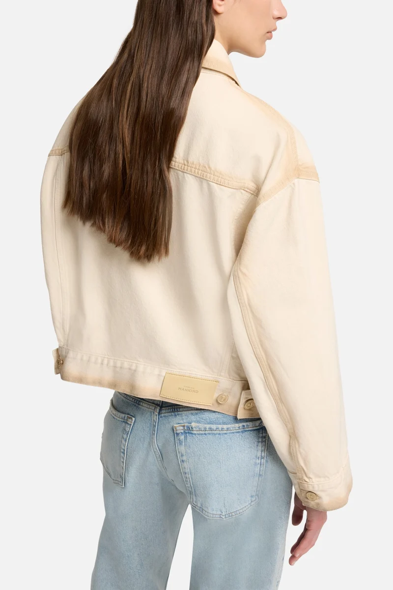 MANKIND Oli Cropped Trucker Jacket in Sand Beach