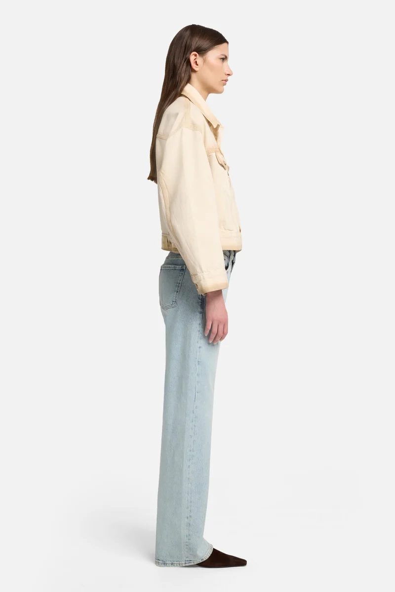 MANKIND Oli Cropped Trucker Jacket in Sand Beach