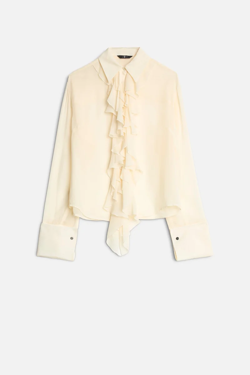 Silk Ruffle Shirt in Solitary Star