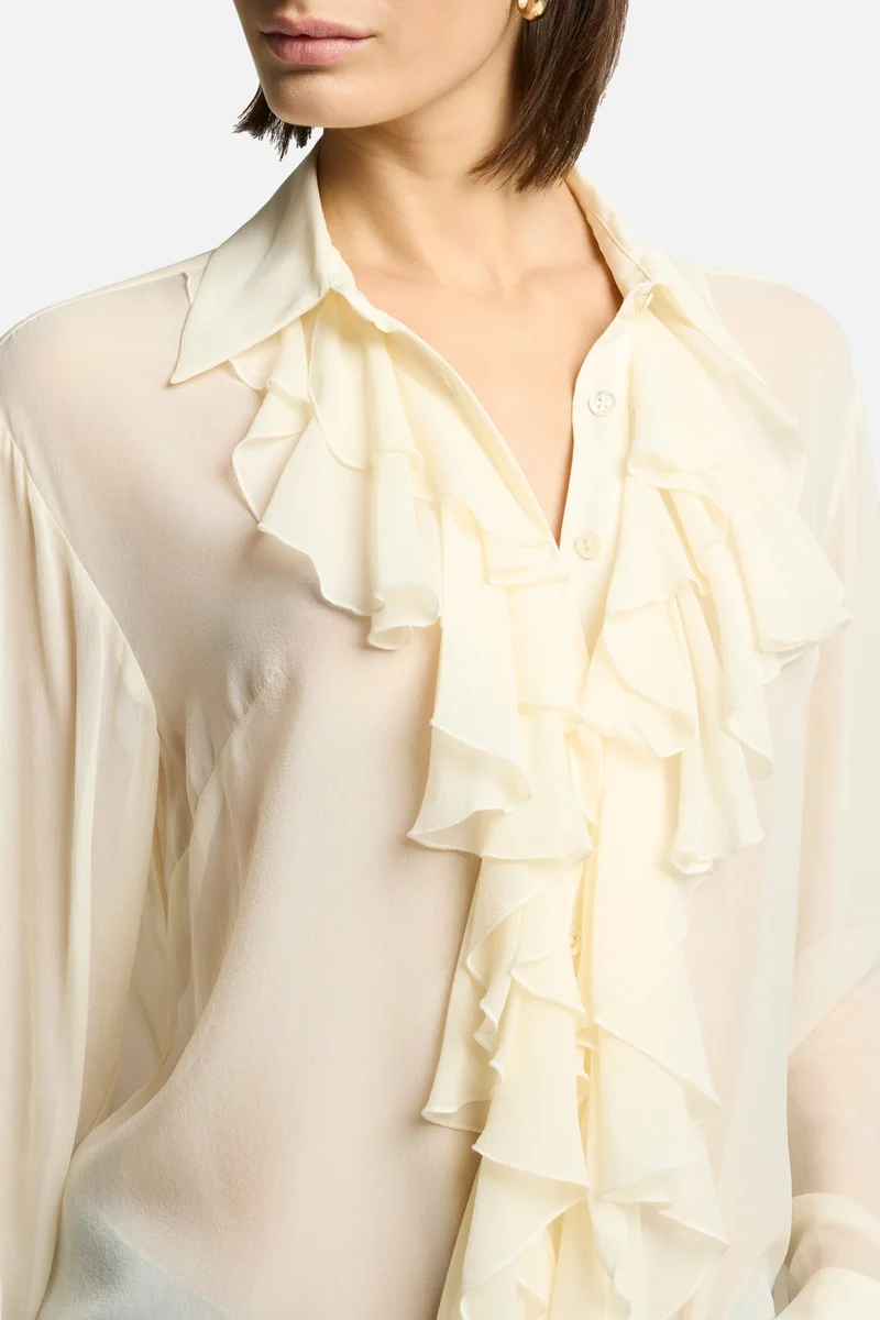 Silk Ruffle Shirt in Solitary Star