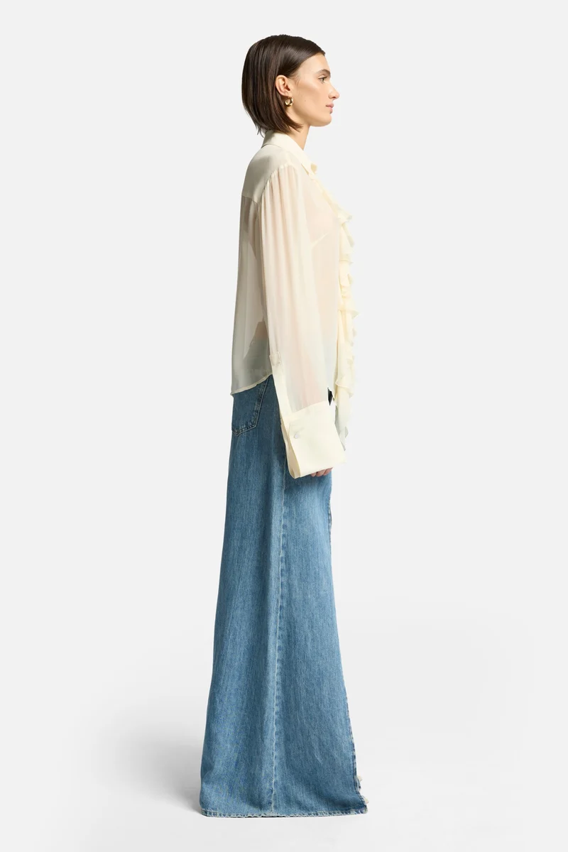 Silk Ruffle Shirt in Solitary Star