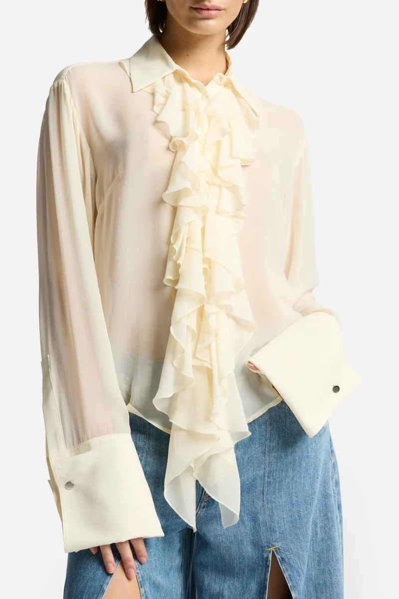 Silk Ruffle Shirt in Solitary Star