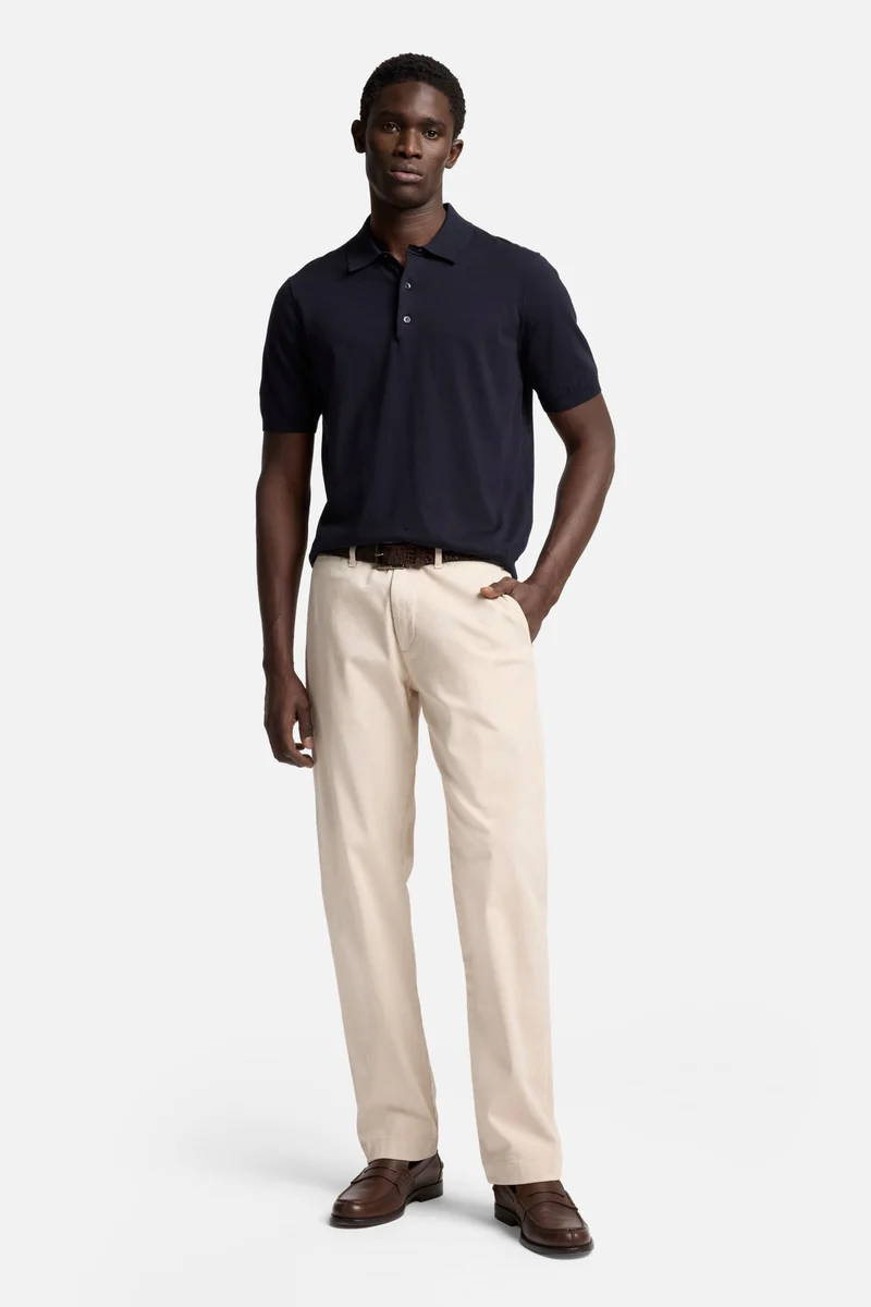 Short Sleeve Polo Sweater in Navy