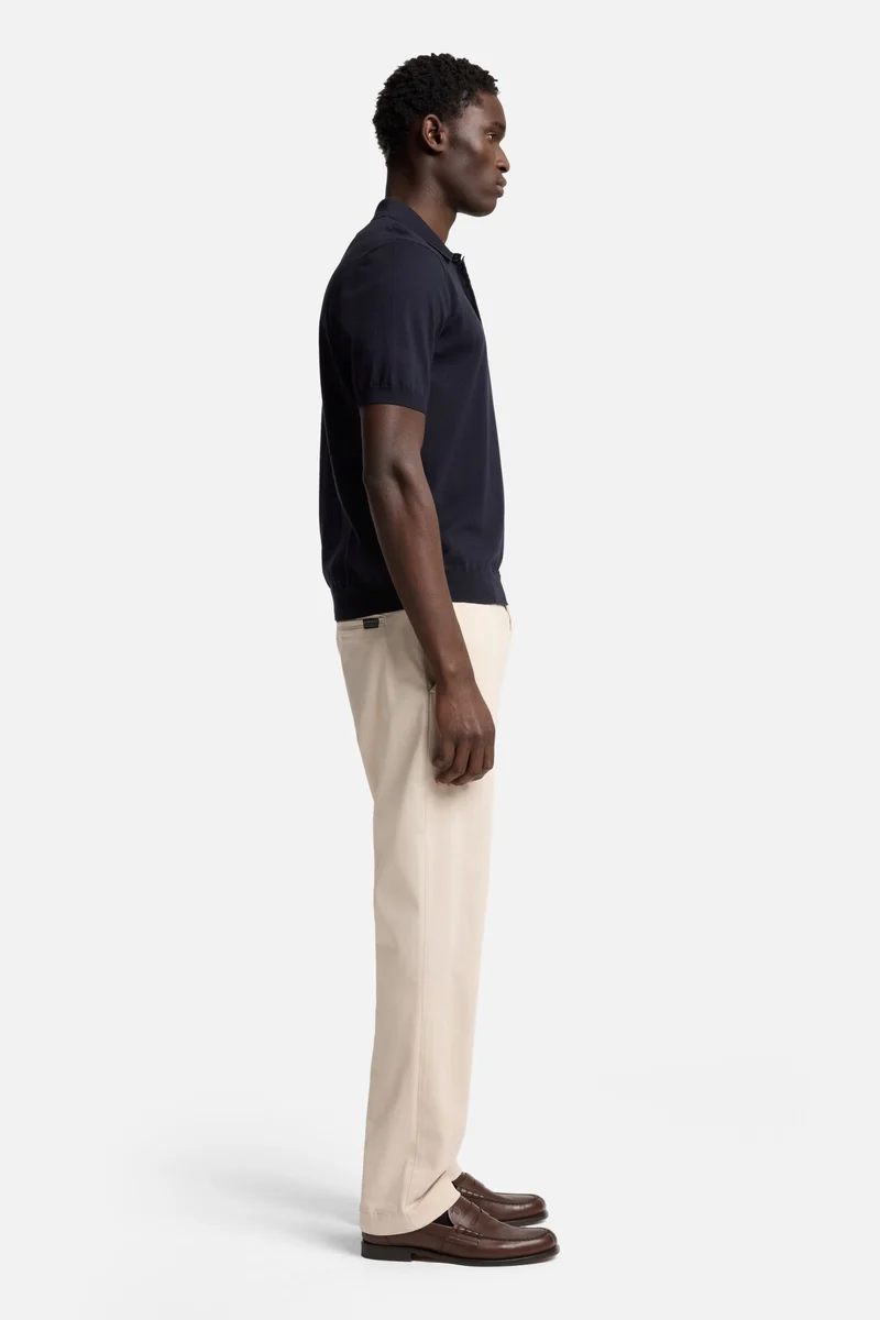 Short Sleeve Polo Sweater in Navy