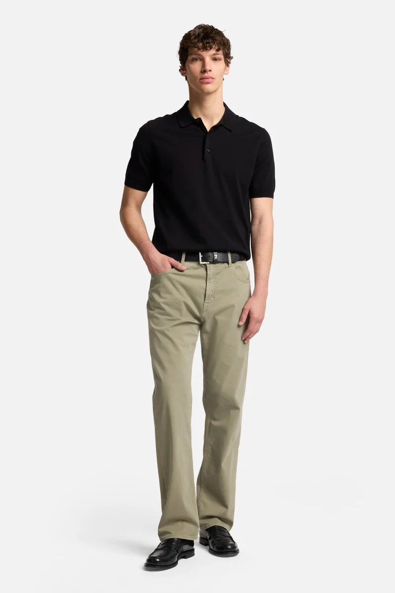 Short Sleeve Polo Sweater in Black