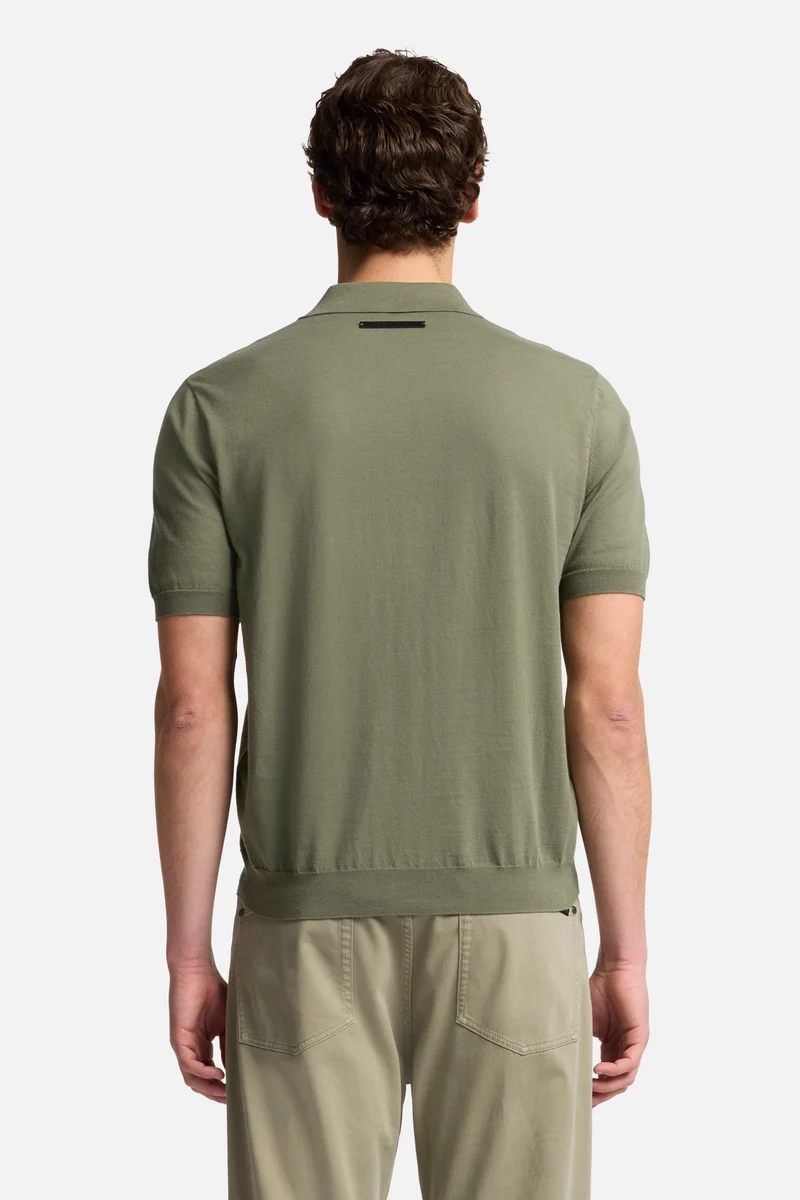Short Sleeve Polo Sweater in Army Green