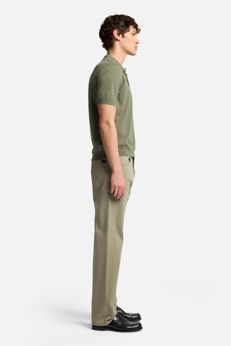 Short Sleeve Polo Sweater in Army Green